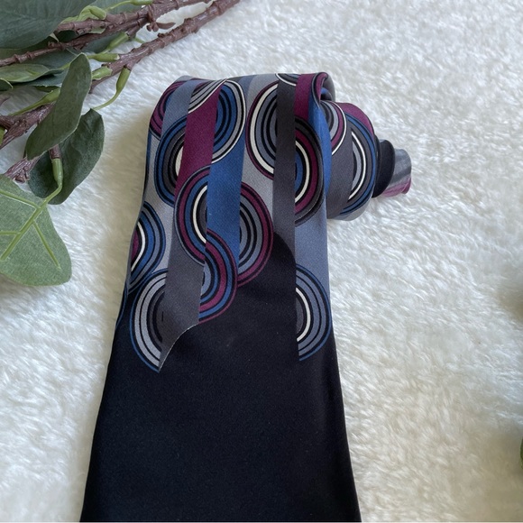 Zylos by George Machado Watercolor and Geometric Print Tie - Picture 3 of 9